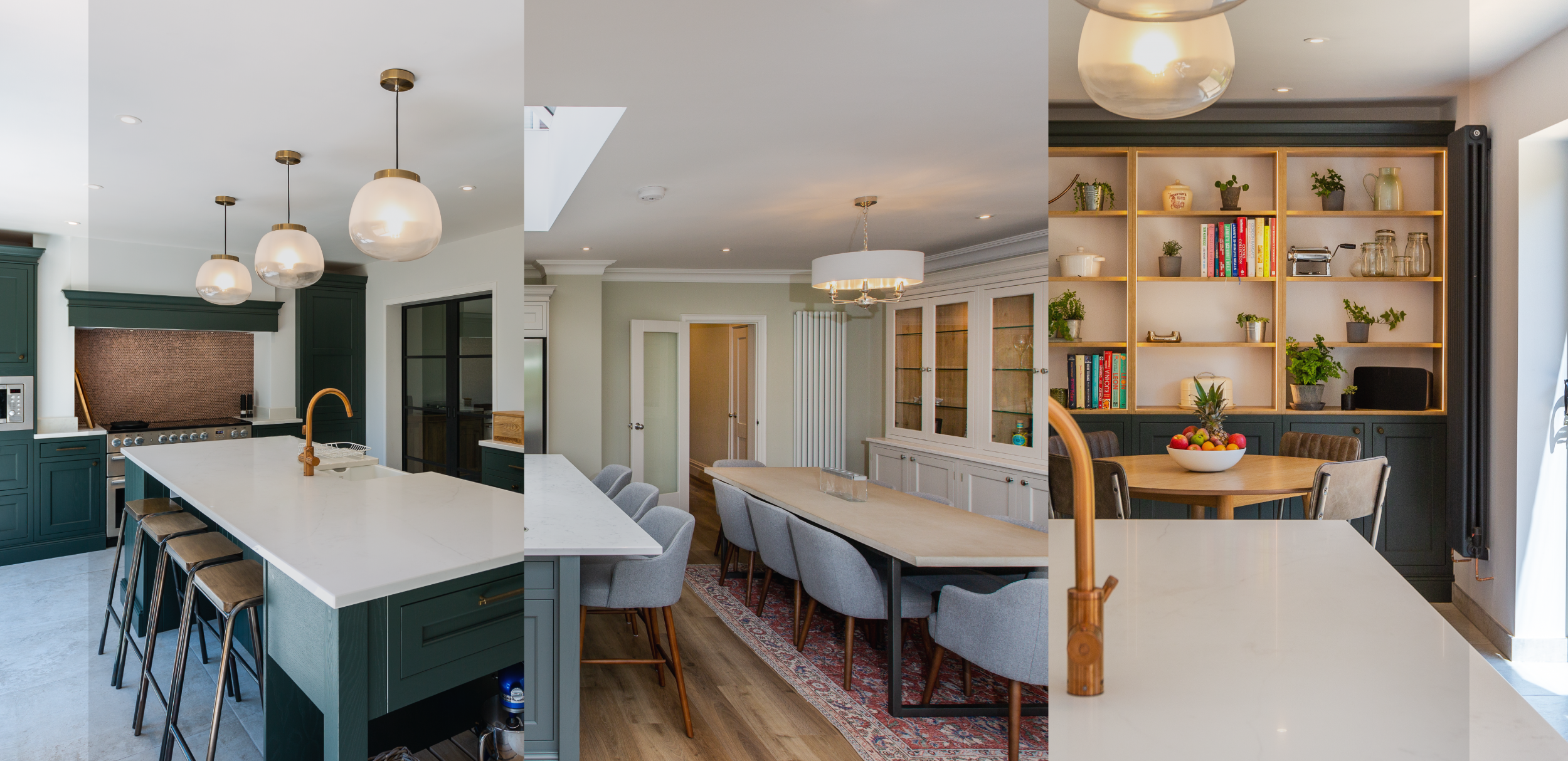 Collage of three completed design projects by Cheshire Joinery & Kitchens