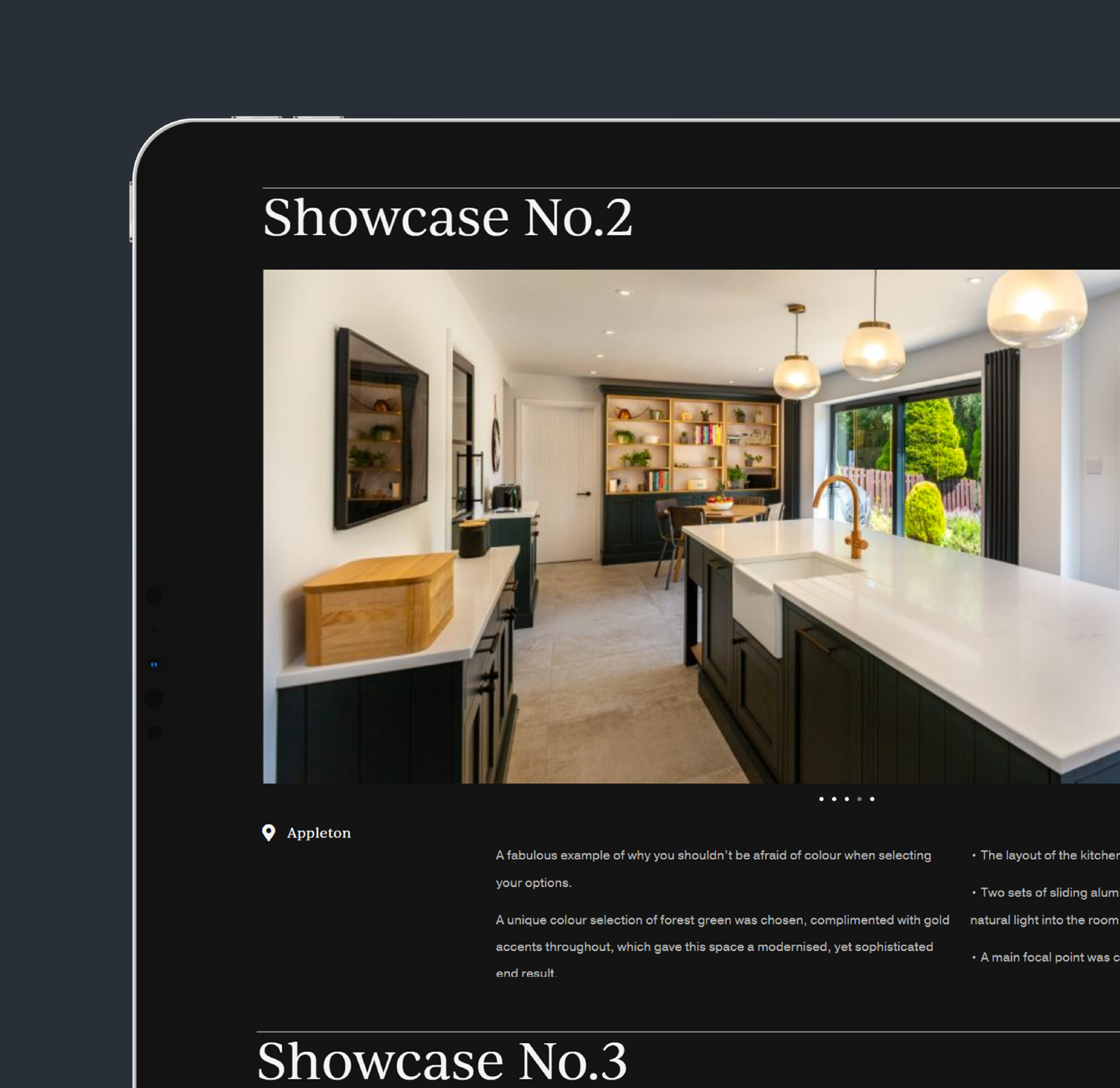 Cheshire Joinery & Kitchens partial view portfolio website page design on laptop