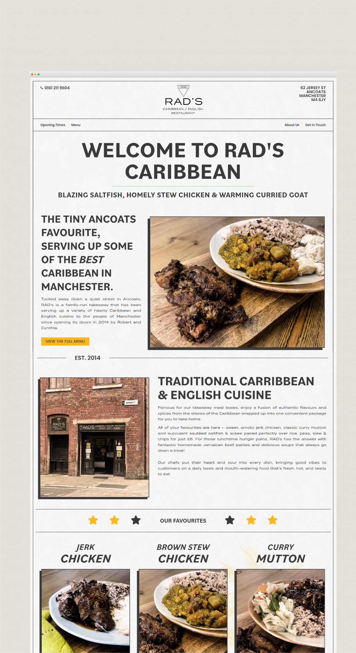 Full length view of Rad's Caribbean homepage design