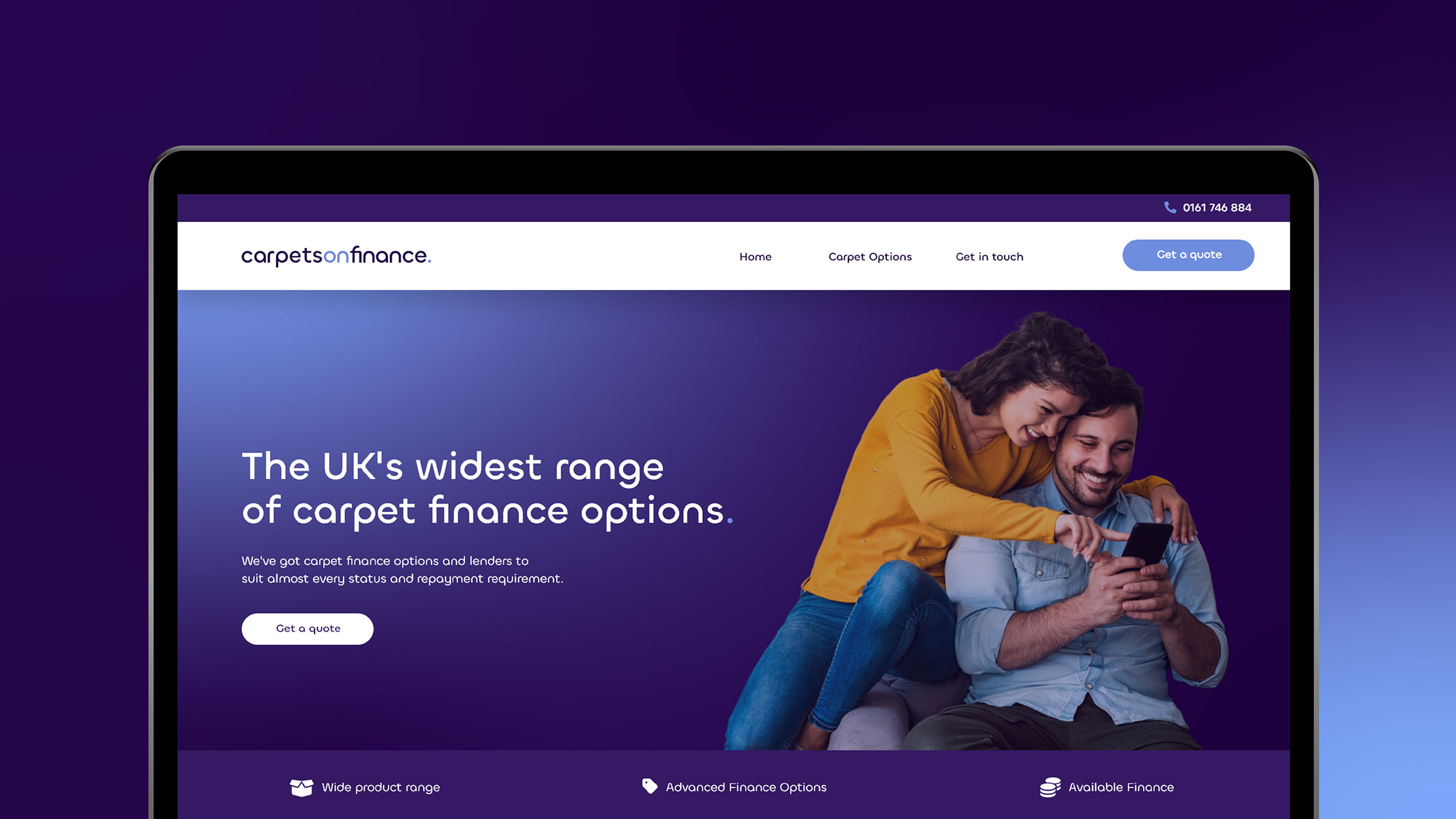 Laptop view of finance website design