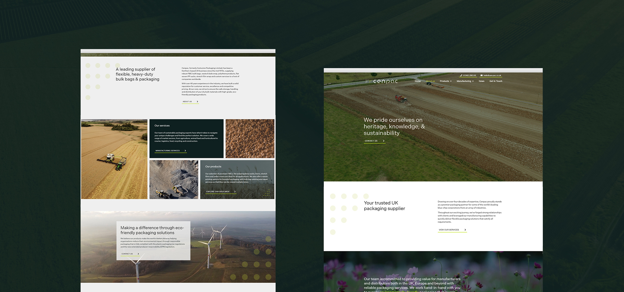 Versions of Cenpac website in desktop view